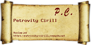 Petrovity Cirill névjegykártya